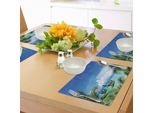 Tovagliette Da Viaggio Abakuhaus, Spiaggia Esotica Hawaiana Con Palme E Barche Da Pesca, Immagine Paradisiaca, Tiscjdeco In Tessuto Resistente Al Lavaggio Per Sala Da Pranzo E Cucina, Turchese Verde Blu