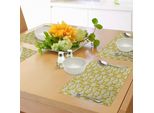 Abakuhaus Tovagliette Gialle E Bianche, Acquario Con Pesci A Strisce Su Sfondo Floreale, Tiscjdeco In Tessuto Resistente Al Lavaggio Per Sala Da Pranzo E Cucina, Calendula Giallo Beige