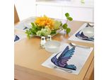 Tovagliette Abakuhaus, Design Colibrì Tropicale, Colori Esotici Nordamericani, Tiscjdeco In Tessuto Resistente Al Lavaggio Per Sala Da Pranzo E Cucina, Azzurro, Lilla, Rosa