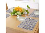 Abakuhaus Tovagliette Vintage, Classico Motivo Vittoriano Con Forme Geometriche E Volute Floreali, Tiscjdeco In Tessuto Resistente Al Lavaggio Per La Sala Da Pranzo E La Cucina, Marrone Giallo Blu Scuro Beige