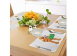 Abakuhaus Tovagliette Verdi E Arancioni, Uomo Arancione Con Lente D'ingrandimento Che Cerca Una Cartella Verde, Decorazioni Da Tavola In Tessuto Resistente Al Lavaggio Per La Sala Da Pranzo E La Cucina, Verde Marrone Arancione