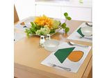 Abakuhaus Tovagliette Verdi E Arancioni, Design Bicolore Per Mobili Da Scrivania Con Ispirazioni Grunge, Tiscjdeco In Tessuto Resistente Al Lavaggio Per La Sala Da Pranzo E La Cucina, Arancione E Nero
