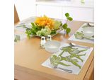 Abakuhaus Tovagliette Con Il Segno Zodiacale Gemelli, Raffigurazione In Scala Dei Gemelli Dello Zodiaco Che Si Tengono Per Mano Nel Verde, Tovaglietta Decorativa In Tessuto Resistente Al Lavaggio Per La Sala Da Pranzo E La Cucina, Bianco E Verde