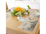 Tovagliette Abakuhaus Chicago Skyline, Stile Vintage, Silhouette Urbana, Cultura Rurale, Architettura, Capitale, Tiscjdeco In Tessuto Resistente Ai Colori Per La Sala Da Pranzo E La Cucina, Marrone Scuro Beige