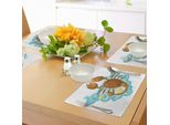 Abakuhaus Tovagliette Con Segno Zodiacale Scorpione, Disegno Caricaturale Dell'oroscopo Per Bambini Nuvole E Stelle, Tiscjdeco In Tessuto Resistente Al Lavaggio Per La Sala Da Pranzo E La Cucina, Marrone Chiaro, Azzurro, Giallo