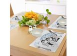 Abakuhaus Tovagliette Zodiaco Gemelli, Sfondo Acquerellato E Costellazione Con I Gemelli E L'arpa, Tiscjdeco In Tessuto Resistente Al Lavaggio Per La Sala Da Pranzo E La Cucina, Azzurro, Bianco E Nero