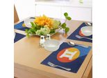 Abakuhaus Tovagliette Con Segno Zodiacale Gemelli, Segni Dell'oroscopo Con Grafica Colorata In Un Cerchio Su Sfondo Blu, Decorazioni Da Tavola In Tessuto Resistente Al Lavaggio Per La Sala Da Pranzo E La Cucina, Multicolore