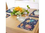 Abakuhaus Tovagliette, Cartoni Animati Con Cani E Gatti Che Fluttuano Tra Le Stelle, Astronauti Animali Che Esplorano L'universo, Tiscjdeco In Tessuto Resistente Ai Colori Per La Sala Da Pranzo E La Cucina, Multicolore