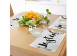 Tovagliette Abakuhaus Justin, Calligrafia Moderna Con Popolare Motivo Monocromatico Scritto A Mano Con Nomi Maschili, Decorazione Da Tavola In Tessuto Resistente Al Lavaggio Per La Sala Da Pranzo E La Cucina, Bianco E Nero