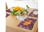 Tovagliette Abakuhaus Elefante, Motivo Festivo Con Cuori Colorati, Foglie E Fiori, Decorazioni Animali, Decorazioni Da Tavola In Tessuto Resistente Al Lavaggio Per Sala Da Pranzo E Cucina, Multicolore