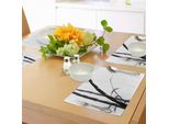 Abakuhaus Tovagliette Esotiche, Feng Shui Acquerello Giapponese Inchiostro Asiatico Arte Boho Rami Di Bambù, Tiscjdeco In Tessuto Resistente Al Colore Per La Sala Da Pranzo E La Cucina, Grigio Antracite Bianco Nero