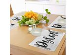 Abakuhaus Tovagliette Dylan, Disposizione Monocromatica Di Lettere, Design Stilizzato, Tipografia Disegnata A Mano, Tiscjdeco In Tessuto Resistente Al Lavaggio Per La Sala Da Pranzo E La Cucina, Bianco E Nero