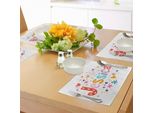 Abakuhaus Jessica Tovagliette, Motivi Retrò Colorati Con Motivi A Zig Zag E Cuori Allegri Su Sfondo A Pois, Tiscjdeco In Tessuto Resistente Al Lavaggio Per La Sala Da Pranzo E La Cucina, Multicolore