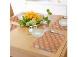 Abakuhaus Tovagliette Rosa Pallido, Romantiche Illustrazioni Di Rose In Giardino Ispirate Alla Natura, Tema San Valentino, Decorazioni Da Tavola In Tessuto Resistente Ai Colori Per La Sala Da Pranzo E La Cucina, Giallo, Corallo, Rosa