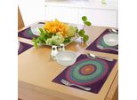 Tovagliette Abakuhaus Mandala, Illustrazione Della Cultura Mediorientale Con Riccioli E Petali, Motivi Orientali Colorati, Tiscjdeco In Tessuto Resistente Al Lavaggio Per La Sala Da Pranzo E La Cucina, Multicolore