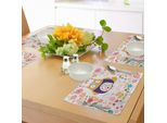 Abakuhaus Tovagliette Con Gufo, Uccellino Colorato E Fiori Ornamentali Con Motivi Vintage, Decorazioni Da Tavola In Tessuto Resistente Ai Colori Per La Sala Da Pranzo E La Cucina, Multicolore
