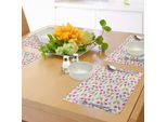 Tovagliette Abakuhaus Eis, Coni In Stile Caricaturale Con Vibranti Palline Colorate E Gelati Su Stecco, Tiscjdeco In Tessuto Resistente Ai Colori Per La Sala Da Pranzo E La Cucina, Multicolore