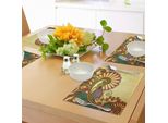 Tovagliette Abakuhaus Con Motivi Floreali, Sfondo Effetto Grunge Consumato Con Fiori Colorati E Foglie, Stampa Digitale Su Tessuto Lavabile, Decorazione Per La Tavola, Cucina, Multicolore