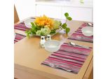 Abakuhaus Tovagliette Astratte, Stile Digitale Contemporaneo - Linee Al Neon - Strisce Verticali In Tonalità Calde, Tiscjdeco In Tessuto Resistente Al Lavaggio Per Sala Da Pranzo E Cucina, Multicolore