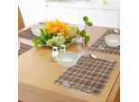 Tovagliette Abakuhaus Marrone Chiaro E Marrone Scuro, Motivo A Quadri Vintage, Design Geometrico Ispirato Al Tessuto Scozzese, Tiscjdeco In Tessuto Resistente Al Lavaggio Per La Sala Da Pranzo E La Cucina, Marrone Chiaro E Marrone Scuro