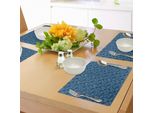 Tovagliette Nautiche Abakuhaus, Motivo A Onde Con Linee Sinuose Ispirazioni Marine Nell'illustrazione Astratta, Tiscjdeco In Tessuto Resistente Al Lavaggio Per La Sala Da Pranzo E La Cucina, Blu Scuro Blu