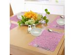 Abakuhaus Tovagliette Rosa Zebrate, Linea Ondulata Selvaggia E Sinuosa, Forma Irregolare, Funky, Groovy, Boho, Cultura Tribale, Sottobicchieri In Tessuto Lavabile, Decorazione Da Tavola Con Stampa, Colori Fucsia, Bianco, Rosa