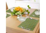 Abakuhaus Tovagliette Con Motivo Kente, Bordi Geometrici Verticali Funky Colorful Native Kenya Design Con Triangoli, Tiscjdeco In Tessuto Resistente Al Lavaggio Per La Sala Da Pranzo E La Cucina, Multicolore