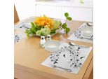 Abakuhaus Tovagliette Bianche E Nere, Victorian Curves Con Motivi Floreali E Animali Monocromatici E Sagome Di Uccelli, Tiscjdeco In Tessuto Resistente Ai Colori Per La Sala Da Pranzo E La Cucina, Bianco E Nero
