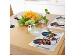 Tovagliette Abakuhaus Bulldog, Illustrazione Astratta Colorata Di Un Cane Con Occhiali In Stile Moderno, Tovaglietta Decorativa In Tessuto Resistente Ai Colori Per La Sala Da Pranzo E La Cucina, Multicolore
