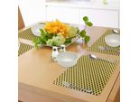 Abakuhaus Tovagliette Geometriche, Motivo Argyle Con Rombi E Linee Tratteggiate Design A Quadri, Tiscjdeco In Tessuto Resistente Al Lavaggio Per La Sala Da Pranzo E La Cucina, Giallo, Bianco E Nero
