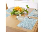Tovagliette Abakuhaus, Motivo Etnico Monocromatico Vintage Della Trapunta E Disegno Azteco Con Motivo Solare, Tiscjdeco In Tessuto Resistente Al Lavaggio Per La Sala Da Pranzo E La Cucina, Azzurro E Bianco
