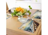Abakuhaus Tovagliette Nautiche, Barca A Vela Yacht Sul Mare Mosso Al Tramonto Immagine Viaggi Avventura Vacanza Rilassante, Tiscjdeco In Tessuto Resistente Ai Colori Per La Sala Da Pranzo E La Cucina, Multicolore