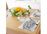 Tovagliette Abakuhaus, Albero Monocolore Con Motivi Etnici Di Pavoni E Influenze Culturali Orientali, Tiscjdeco In Tessuto Resistente Al Lavaggio Per Sala Da Pranzo E Cucina, Bianco E Nero