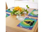 Tovagliette Abakuhaus Chakra, Colori Arcobaleno Sfumati In Forma Concentrica E Figura Femminile Meditativa, Decorazione Da Tavola In Tessuto Resistente Al Lavaggio Per La Sala Da Pranzo E La Cucina, Multicolore