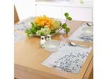 Tovagliette Abakuhaus Vintage Blu, Illustrazione Di Fiori Di Anemone Blanda Blu Ramificati E Piccole Foglie, Stampa Digitale Su Tessuto Lavabile, Decorazione Da Tavola Per La Cucina, Bianco, Nero E Blu