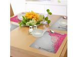 Abakuhaus Tovagliette Rosa E Grigie, Motivo Esagonale Astratto Geometrico Digitale Mosaico Frattale Alla Moda, Tovaglietta Decorativa In Tessuto Resistente Al Lavaggio Per La Sala Da Pranzo E La Cucina, Pesca Chiaro Magenta Grigio