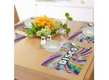 Abakuhaus Tovagliette Vintage Arcobaleno, Stile Disco Anni Ottanta Con Strisce Colorate Vorticose E Sinuose, Tovagliette Decorative In Tessuto Resistente Al Lavaggio Per La Sala Da Pranzo E La Cucina, Multicolore