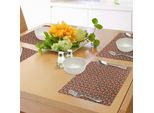Tovagliette Abakuhaus Con Motivi Floreali, Decorazioni Primaverili Con Sfondo A Pois E Motivi Astratti Antichi, Tovagliette Decorative In Tessuto Resistente Ai Colori Per La Sala Da Pranzo E La Cucina, Multicolori