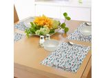 Tovagliette Abakuhaus Con Motivi Subacquei, Animali Marini Su Sfondo Punteggiato, Abitanti Dell'oceano Con Squame, Tiscjdeco In Tessuto Resistente Al Lavaggio Per La Sala Da Pranzo E La Cucina, Azzurro E Arancione