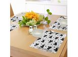 Tovagliette Abakuhaus Con Angeli, Icone Di Cupido Con Trombe, Angeli, Stelle, Fate, Natale, Stagione Natalizia, Decorazioni Artistiche, Decorazioni Da Tavola In Tessuto Resistente Ai Colori Per La Sala Da Pranzo E La Cucina, Bianco E Nero.