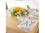 Tovagliette Abakuhaus Acquerello, Colibrì Colorati Con Effetto Pennellata, Design Con Animali Avicoli, Tiscjdeco In Tessuto Resistente Al Lavaggio Per Sala Da Pranzo E Cucina, Multicolore