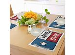 Tovagliette Abakuhaus Texas Stern, Bandiera Lone Star Degli Stati Uniti D'america Con Motivo Patriottico, Tessuto Lavabile E Resistente Allo Scolorimento Per Sala Da Pranzo E Cucina, Blu Cobalto Bianco Rubino