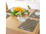 Abakuhaus Tovagliette Geometriche, Motivo A Quadrati Con Griglia A Scacchi E Forme Ovali, Ispirazioni Vintage, Tiscjdeco In Tessuto Resistente Al Lavaggio Per La Sala Da Pranzo E La Cucina, Multicolore