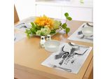 Tovagliette Abakuhaus, Disegno Astratto Monocromatico Con Motivi A Riccioli E Volute, Animale Mitico, Tiscjdeco In Tessuto Resistente Al Lavaggio Per Sala Da Pranzo E Cucina, Bianco E Nero