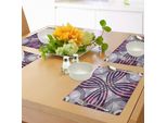 Tovagliette Abakuhaus In Stile Art Nouveau, Motivi Geometrici Groovy Curvi E Psichedelici, Motivi Vintage Artistici, Tiscjdeco In Tessuto Resistente Al Lavaggio Per La Sala Da Pranzo E La Cucina, Viola Scuro, Viola Pallido, Magenta