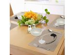 Abakuhaus Tovagliette Yin E Yang, Grafica Astratta Di Un Antico Simbolo Di Armonia - Ritratto Umano - Yoga, Tovaglietta In Tessuto Resistente Al Lavaggio Per La Sala Da Pranzo E La Cucina, Bianco, Nero E Marrone Chiaro.