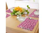Tovagliette Abakuhaus Con Motivi Di Frutta, Motivo Pop Art Con Fragole, Grafica Fresca E Retrò Dai Toni Vivaci, Tovagliette Decorative In Tessuto Resistente Ai Colori Per La Sala Da Pranzo E La Cucina, Rosa Chiaro Magenta.