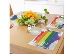 Abakuhaus Tovagliette Vintage Arcobaleno, Design Colorato Grunge Con Bandiera Lgbt, Strisce Colorate Della Cultura Gay, Tiscjdeco In Tessuto Resistente Ai Colori Per La Sala Da Pranzo E La Cucina, Multicolore
