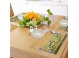 Tovagliette Abakuhaus In Stile Art Nouveau, Decorazioni Affrescate Con Motivi Geometrici E Bordi Floreali Esotici Con Narcisi, Tovagliette In Tessuto Resistente Allo Scolorimento Per La Sala Da Pranzo E La Cucina, Giallo Verde Arancione