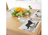 Abakuhaus Tovagliette Golden Retriever, Silhouette Di Cane Di Razza Pura Con Scritta Autografa, Decorazione Da Tavola In Tessuto Resistente Al Lavaggio Per La Sala Da Pranzo E La Cucina, Seppia Bianco Nero